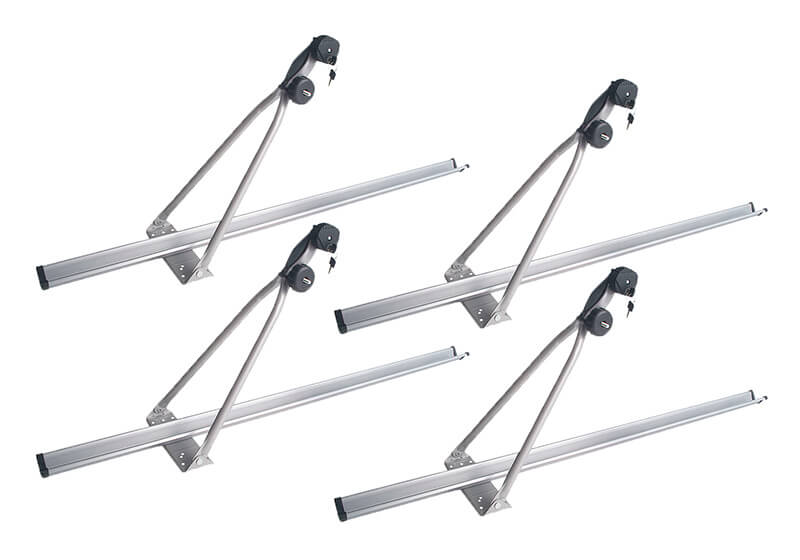 :4 x silver CRUZ Bici-racks bike carriers with locking roof bars