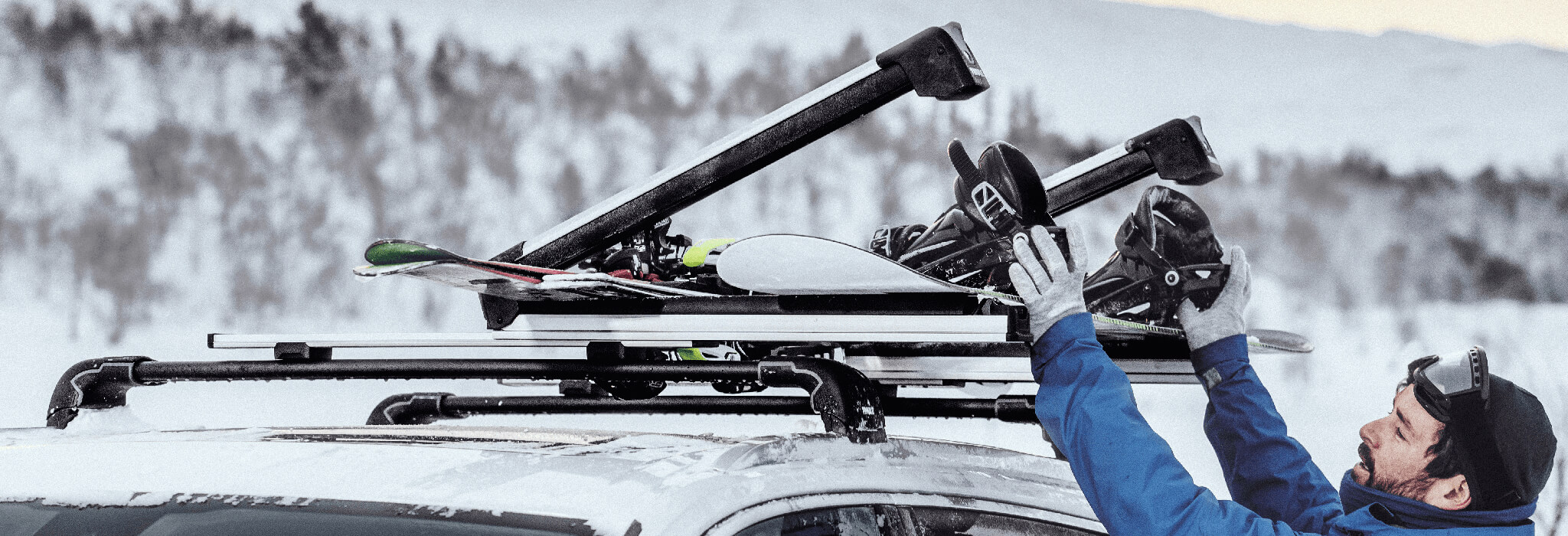 Ski and Snowboard Carrier in use