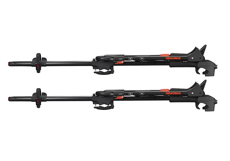 2 x Yakima FrontLoader bike carriers with locking roof bars