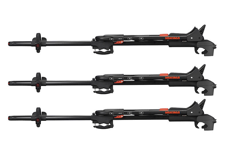 3 x Yakima FrontLoader bike carriers with locking roof bars