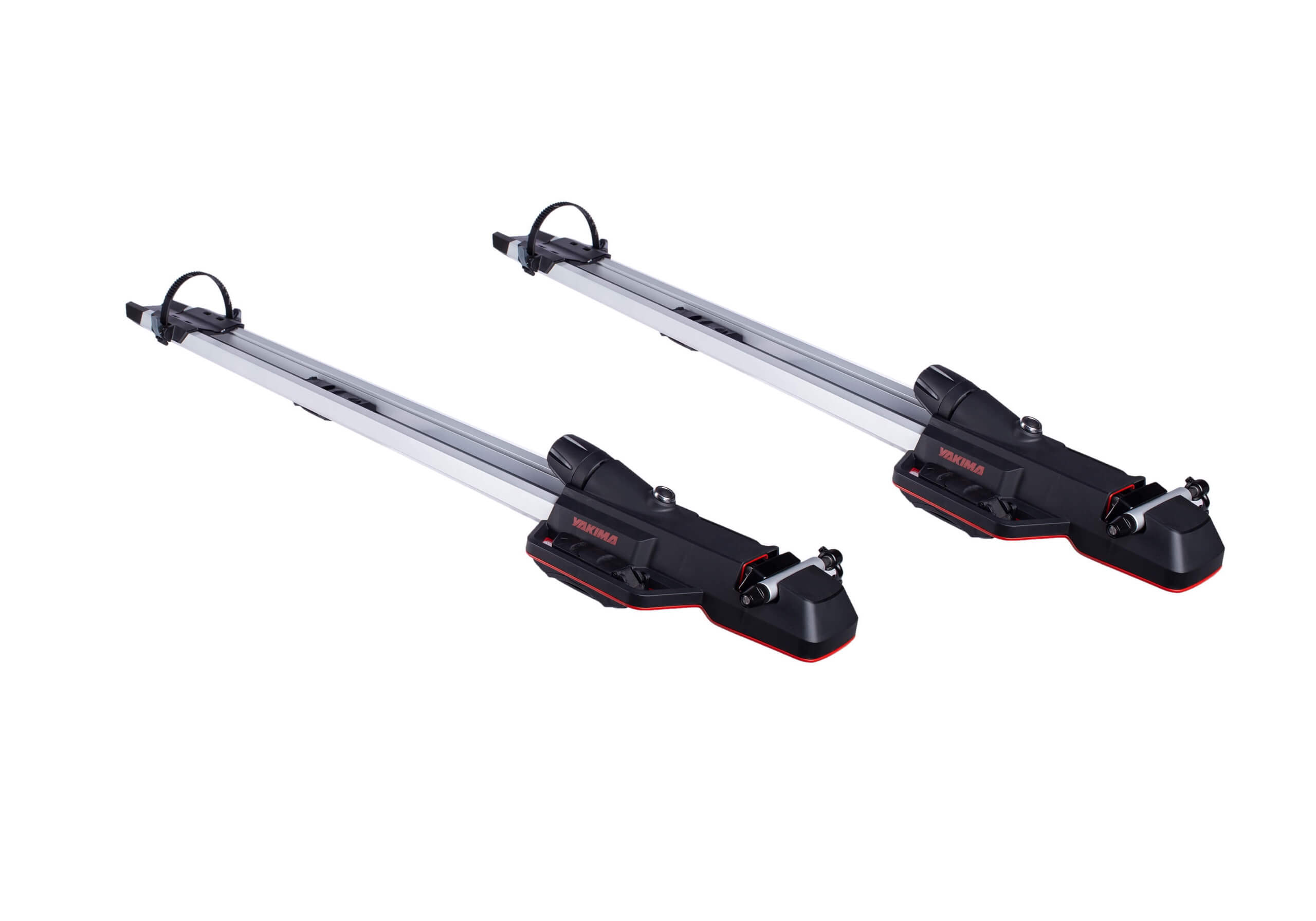 2 x silver Yakima HighSpeed 8002129 forkmounts with locking roof bars