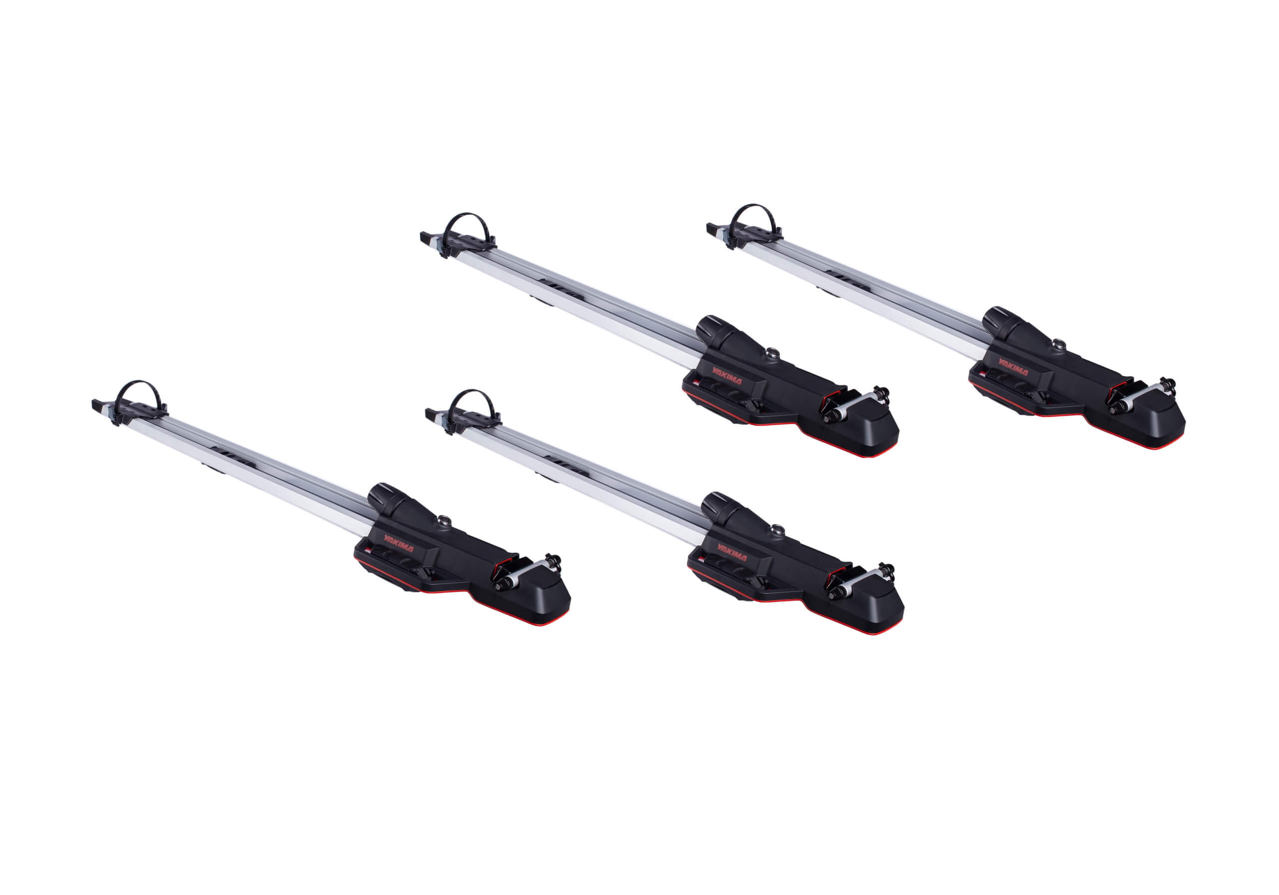 4 x silver Yakima HighSpeed 8002129 forkmounts with locking roof bars