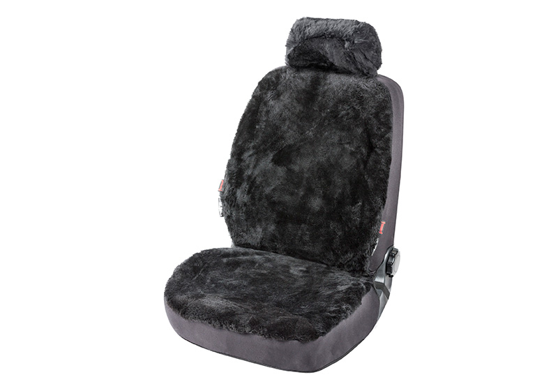Vauxhall Astra four door saloon (1992 to 1998):Walser ZIPP-IT car seat cover, real sheepskin, anthracite black, 20020